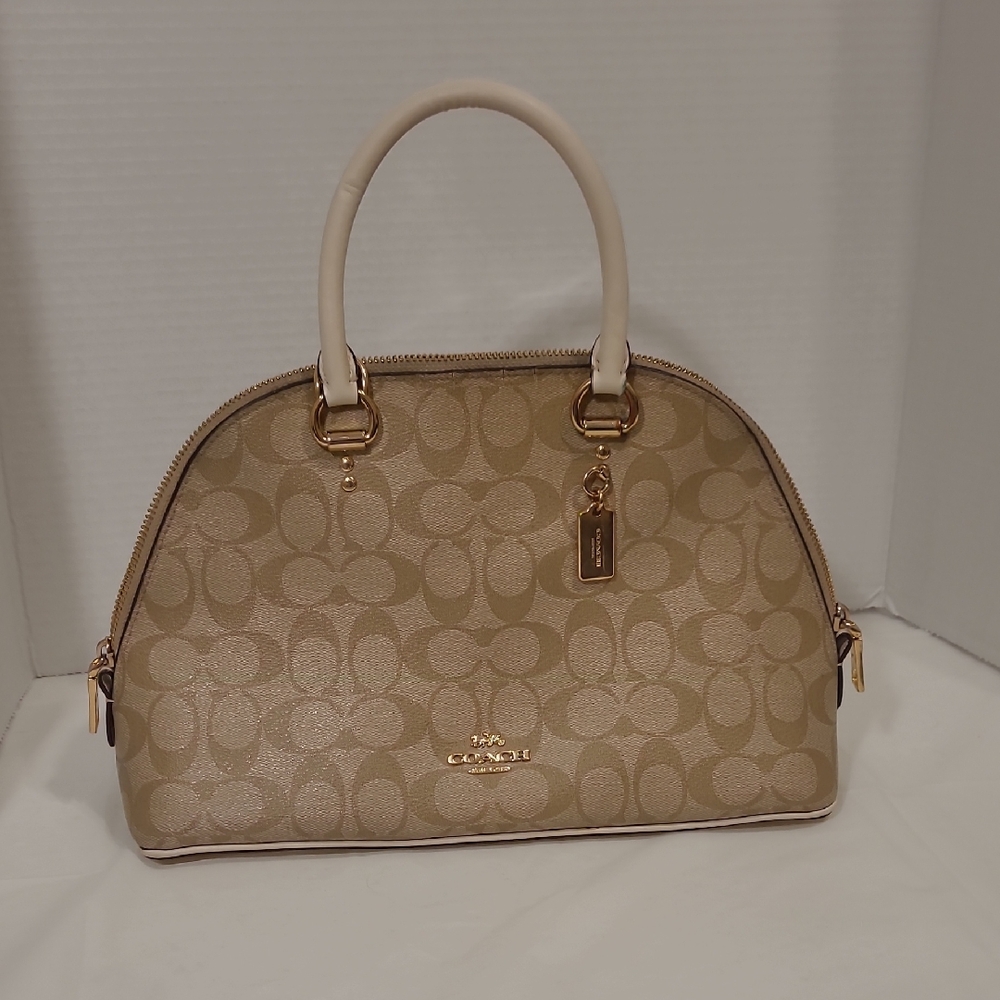 Coach Gold and Cream Signature Satchel